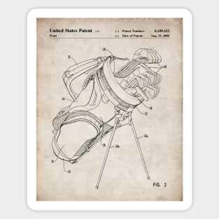 Golf Bag Patent - Golfer Golfing Caddy Art - Antique Sticker